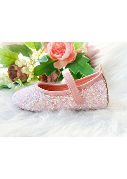 Pembe Taşlı Simli Kız Çocuk Bebek Babet Ayakkabı fırsatları