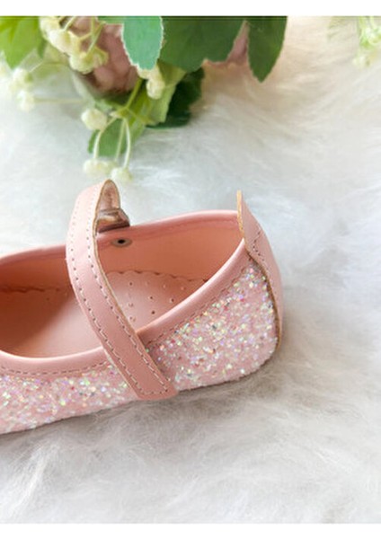 Pembe Taşlı Simli Kız Çocuk Bebek Babet Ayakkabı indirimleri