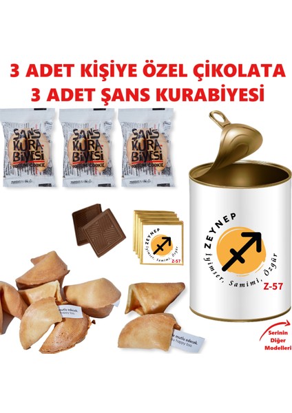 Kişiye Özel Isimli Konsept Motivasyon Hediye Kutusu - 3 Adet Şans Kurabiyesi + 3 Adet Isimli Çikolata Hediye Seti