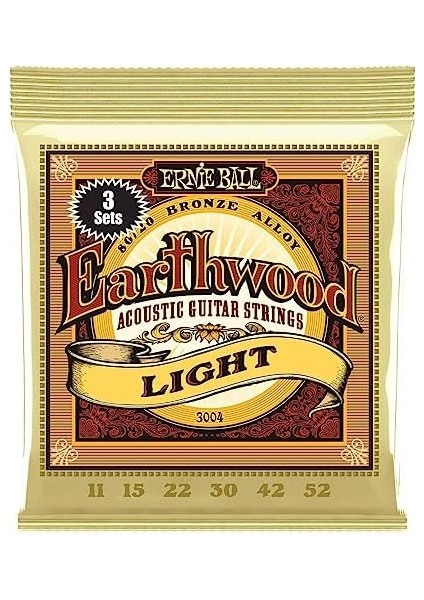 Ball Earthwood Light 80/20 Bronze Acoustic Guitar Strings 3-Pack - 11-52 Gauge fırsatları