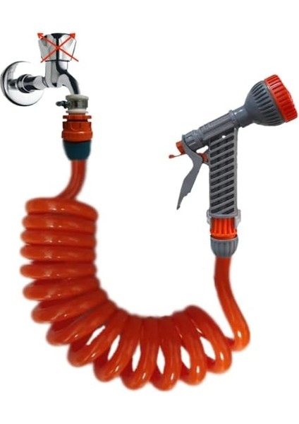 Spiral Bahçe Çiçek Çim Sulama Hortumu Tetikli Süzek Başlık Seti (5 Metre Turuncu) fiyatları