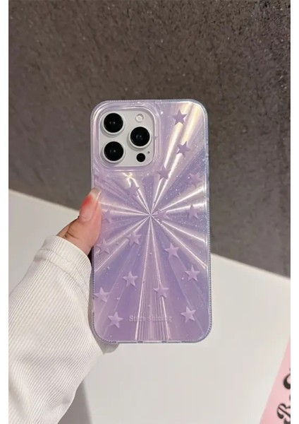 Apple iPhone 14 Pro Max Uyumlu Mor Yıldız Patlaması Desenli Parlak Silikon Kılıf modelleri