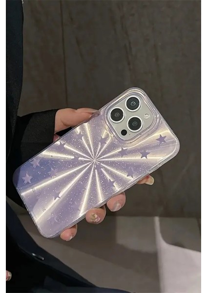 Apple iPhone 14 Pro Max Uyumlu Mor Yıldız Patlaması Desenli Parlak Silikon Kılıf indirimleri