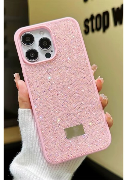 iPhone 15 Pro Max Uyumlu – Elmas Tasarımlı, Pembe Taşlı, Işıltılı Pırlanta Silikon Kılıf fiyatları