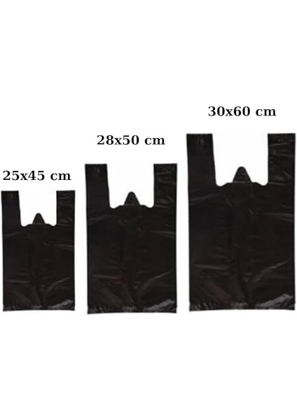 Ticaret Siyah Kalın Poşet 3'lü Set (Küçük, Orta, Büyük)3 kg Market Manav Poşeti Hışır Atlet Poşet Çöp Poşeti fiyatları