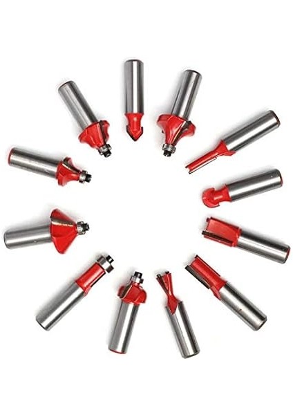 12 Parçalı Ahşap Çantalı Freze Uç Takım Seti 8mm Kalıpcı Alet Seti Oyma Düzeltme fırsatları