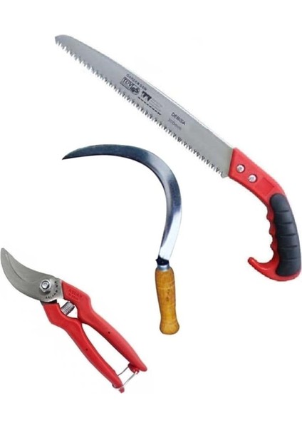 Bahçe Ağaç Dal Kesme Testeresi Ot Çalı Kesme Orak Budama Makası Seti