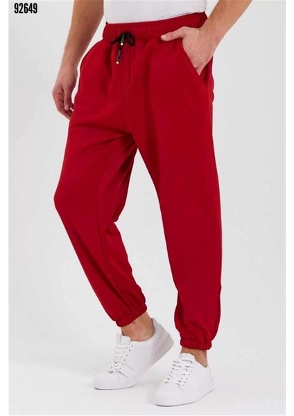 Erkek Düz Scuba Kumaş Içi Pamuklu Eşofman Altı - Bordo