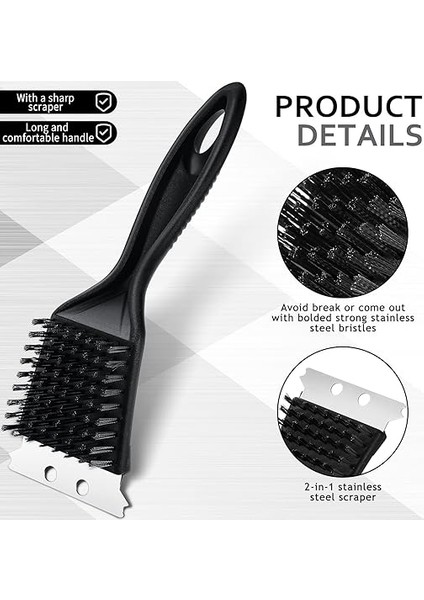 6 Adet 8 Inç Izgara Fırçası Hurda Siyah Izgara Fırçalama Fırçası Paslanmaz Çelik Tel Izgara Temizleyici Fırça Barbekü Temizleyici Aksesuarları Kapalı Açık Izgara Kaldırmak Yağ Yanmış Gıda modelleri