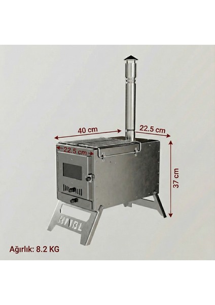 -Krom Çift Askılı Çadır Sobası – Kül Hazneli | 430 Krom, 1.50 mm Sac, Kamp ve Outdoor Soba Seti modelleri