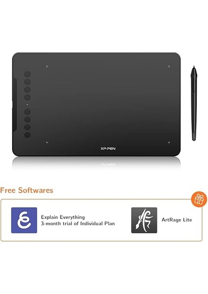 Deco 01 Grafik Tableti, 10 x 6,25 Inç Kalem Tableti, 8 Ekspres Tuşlu, 266 Rps 8192 Basınç Hassasiyeti, Eldivenli, Ev, Ofis ve E-Öğrenme Için Ideal fiyatları