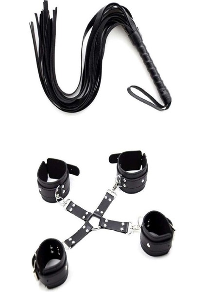 Siyah Kelepçe Çapraz Bağlantı Aparatı Kırbaç Aksesuar Seti