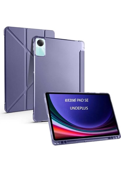 Redmi Pad Se 11INÇ ile Uyumlu Kılıf Kalem Bölmeli Trifolding Case Mor