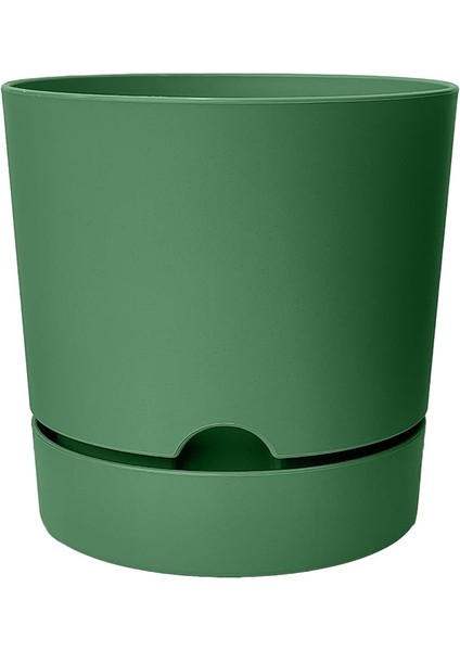 Begonya Saksı Tabaklı Drenajlı Mat Plastik Çiçek Saksısı (Yeşil, 3.3 Litre)