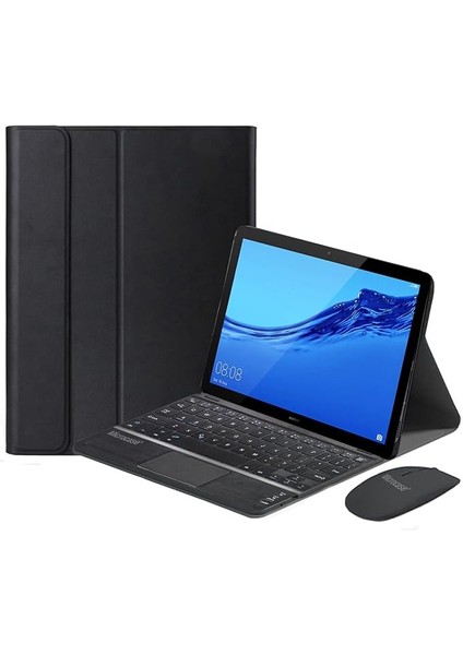 Samsung Tab A8 X207 X200 10.5 Inch Tablet Bluetooth Touchpad Klavye + Bluetooth Mouse + Standlı Kılıf - Bkk7
