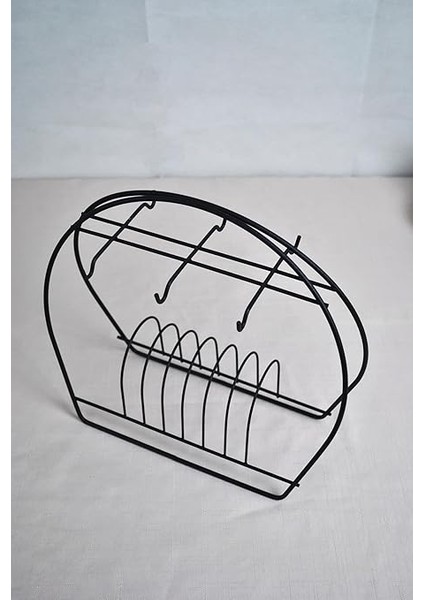 Diyarı Siyah Fincan Takımı Standı, Kahve Fincan Askısı Tabaklı Tezgah Üstü & 6'lı modelleri