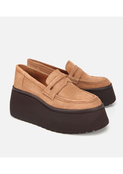 01AYH315720A340 KADIN Süet Deri Taba Dolgu Topuklu Günlük Loafer fiyatları