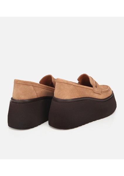 01AYH315720A340 KADIN Süet Deri Taba Dolgu Topuklu Günlük Loafer fırsatları