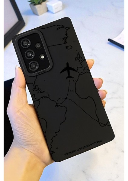 Samsung A32 Uyumlu Uyumlu – Siyah Harita Desenli Yumuşak Silikon Kılıf fiyatları
