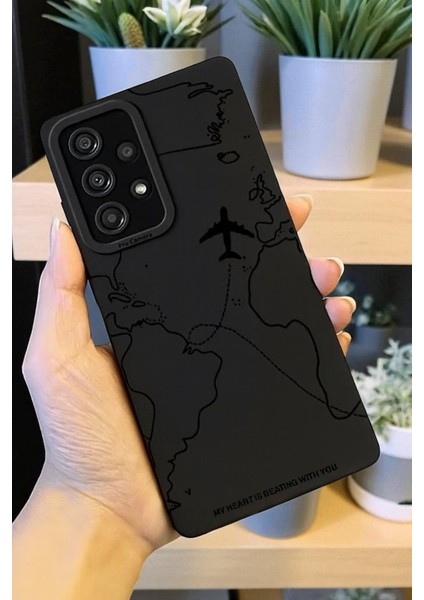 Samsung A32 Uyumlu Uyumlu – Siyah Harita Desenli Yumuşak Silikon Kılıf modelleri
