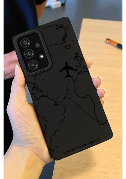 Samsung A32 Uyumlu Uyumlu – Siyah Harita Desenli Yumuşak Silikon Kılıf fırsatları