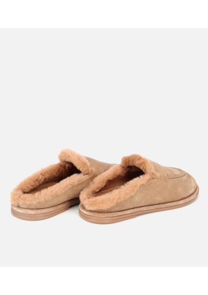01TEH315350A300 KADIN Süet Deri Bej Içi Kürklü Düz Günlük Terlik indirimleri