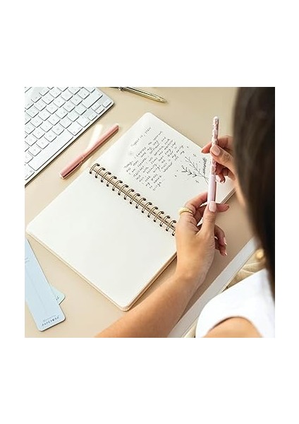 A5 Spiralli Sert Kapak Keten Düz Çizgisiz Tarihsiz Not Defteri Şeker Pembe fiyatları