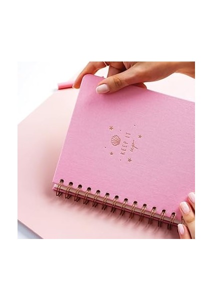 A5 Spiralli Sert Kapak Keten Düz Çizgisiz Tarihsiz Not Defteri Şeker Pembe modelleri