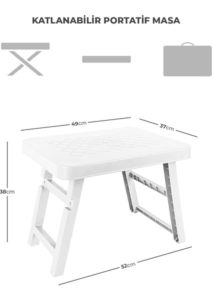 Katlanır Kamp Masası | Portatif ve Taşınabilir Piknik, Balkon, Bahçe, Plaj ve Mangal Masası – Katlanabilir Pratik Sehpa (Beyaz, Küçük) modelleri