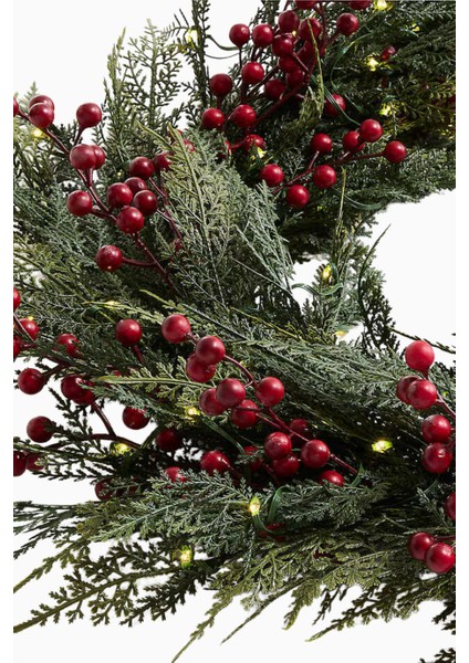Faux Pre-Lit Hemlock & Berry Garland 6' LED Işıklı Yılbaşı Çelengi