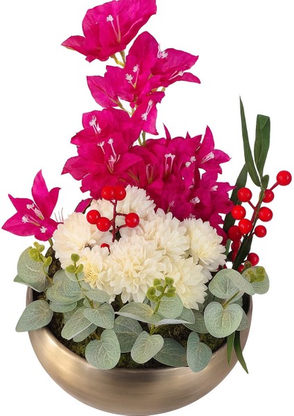 Bronz Bowl Deluxe – Begonvil & Krizantem Aranjmanı fiyatları