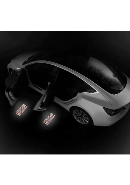 Tesla Juniper ve Model Y ile Uyumlu Araç Kapısı LED Projektör Işığı (Plaid Logo)