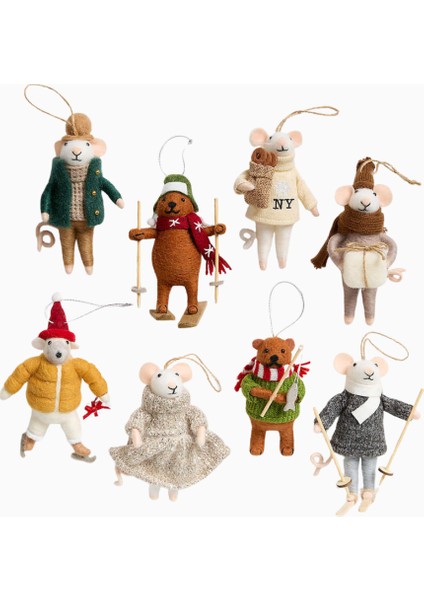 Felted Wool Ice Fishing Bear Christmas Ornament Yılbaşı Ağaç Süsü fiyatları