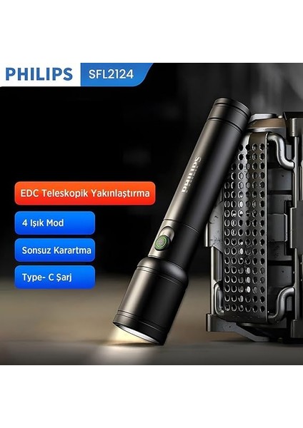 SFL2124 250 Lümen 5W LED El Feneri Teleskopik Zoom Sos Modlu Metal Gövdeli Şarj Edilebilir Uzun Menzilli Flashlight fiyatları