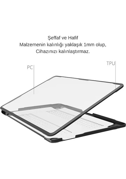 MacBook Air 13.3 Inç Kılıf – A2337 M1 / A2179 / A1932 Uyumlu – Tpu Şeffaf Koruma, Yumuşak Kenar, Darbeye ve Çizilmeye Dayanıklı Kılıf Şeffaf fırsatları