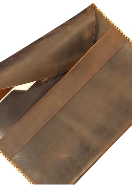 Çantası Kahverengi Nubuk Hakiki Deri El Dikişi Macbook Air/pro Uyumlu Kılıf (16 macbook Pro)