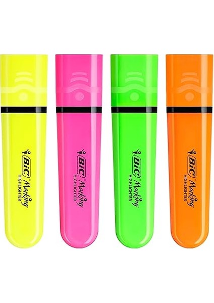 Marking Flat Higlighter Fosforlu Kalem 4'lü Blister, 4 Renk (Sarı, Turuncu, Pembe, Yeşil), Su Bazlı, Hızlı Kuruyan Mürekkep fiyatları