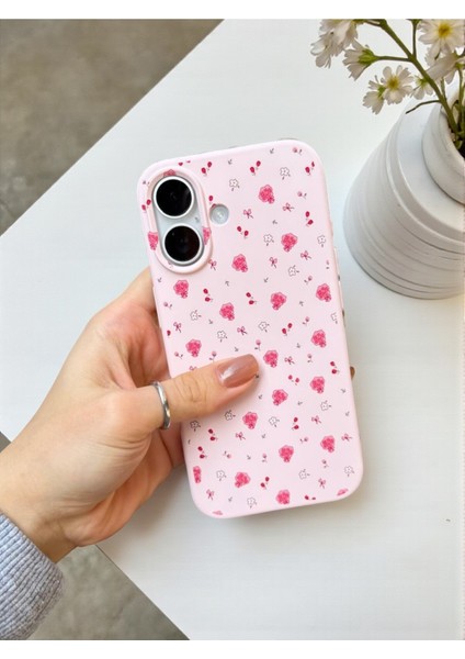 iPhone 17 Uyumlu Pembe Çiçek Desenli Lansman Liquid Silikon Yumuşak Kılıf fiyatları