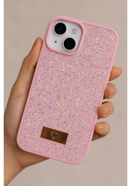 iPhone 14 Plus / 15 Plus Uyumlu – Elmas Tasarımlı, Pembe Taşlı, Işıltılı Pırlanta Silikon Kılıf fiyatları