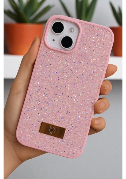 iPhone 14 Plus / 15 Plus Uyumlu – Elmas Tasarımlı, Pembe Taşlı, Işıltılı Pırlanta Silikon Kılıf fırsatları