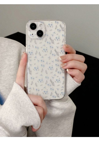 iPhone 15 Plus / 14 Plus Uyumlu Şeffaf Çiçek Desenli Yumuşak Kamera Korumalı Silikon Kılıf fiyatları