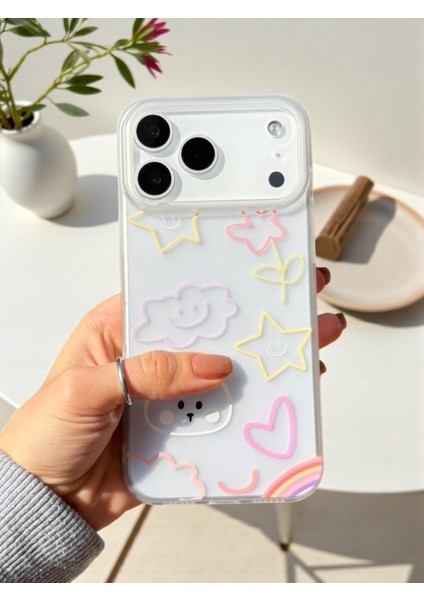 iPhone 17 Pro Max Uyumlu Nice Buzlu Görünüm Pastel Desenli Şeffaf Mat Silikon Kılıf indirimleri