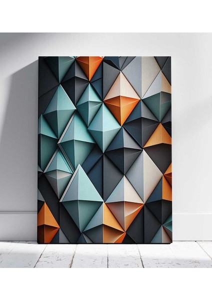 Fasetli Geometrik Desen Salon Oturma Odası Kanvas Tablo Duvar Resim