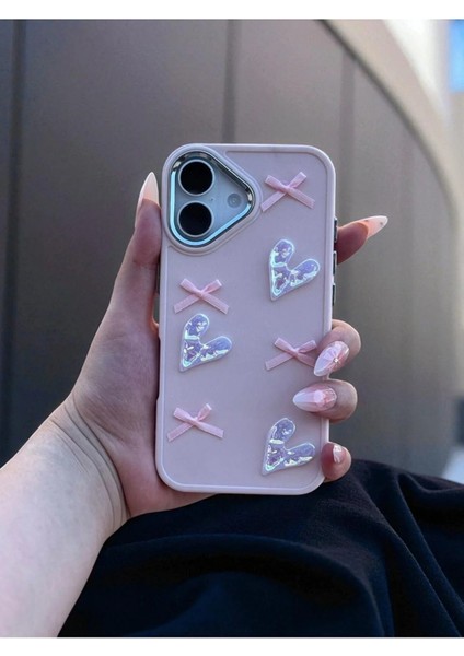 Apple Iphone 17 Uyumlu Kılıf Kurdele ve Kalp Figürlü Darbeye Dayanıklı Yumuşak Silikon Kapak fiyatları