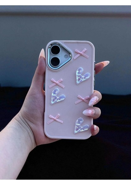 Apple Iphone 17 Uyumlu Kılıf Kurdele ve Kalp Figürlü Darbeye Dayanıklı Yumuşak Silikon Kapak modelleri