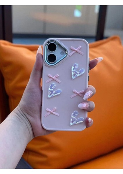 Apple Iphone 17 Uyumlu Kılıf Kurdele ve Kalp Figürlü Darbeye Dayanıklı Yumuşak Silikon Kapak fırsatları