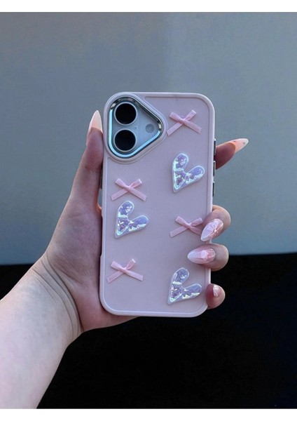 Apple Iphone 17 Uyumlu Kılıf Kurdele ve Kalp Figürlü Darbeye Dayanıklı Yumuşak Silikon Kapak indirimleri