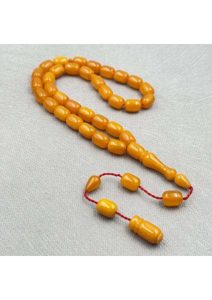 Sarı Hareli Miskevi Kapsül Tespih – Özel El Işçiliği