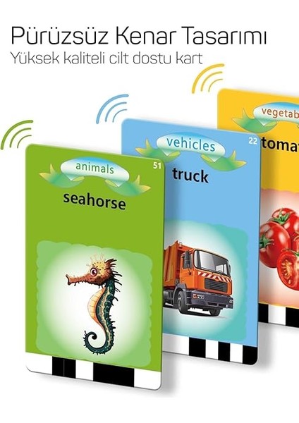 Öğrenim Kartları- Ingilizce Konuşan Sesli Flash Kartlar 112 Kart 224 Görsel Pembe indirimleri