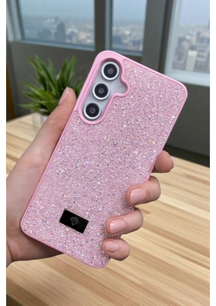 Samsung S24 Plus -S25 Plus Uyumlu Pembe Taşlı Işıltılı Yumuşak Silikon Kılıf Darbeye Dayanıklı Kapak fırsatları